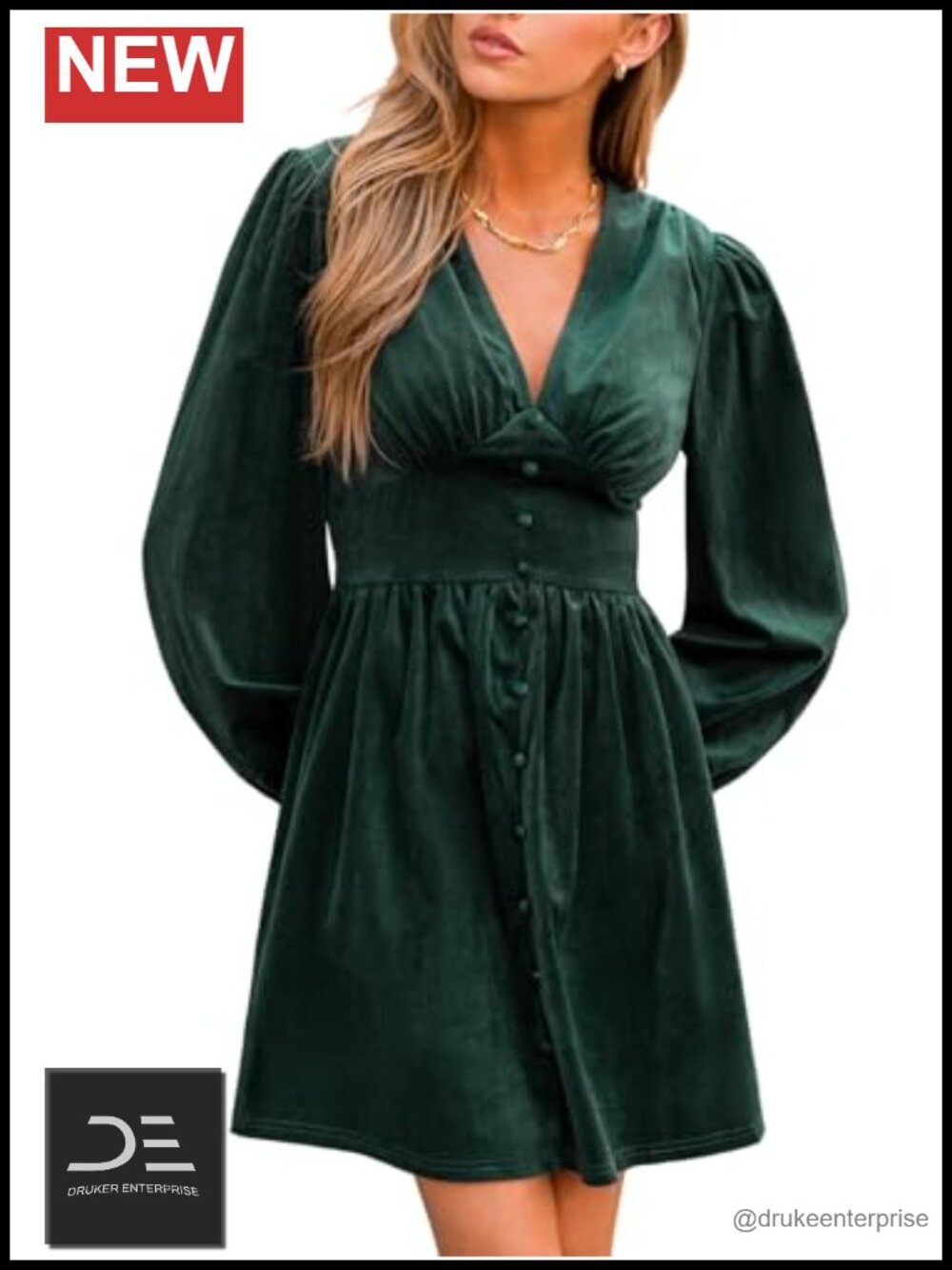 Velvet Mini Dress Long Sleeve V Neck A-Line Cocktail Party Fall Dress
